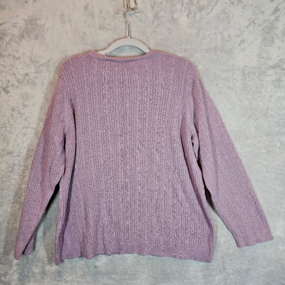Croft & Barrow Womens 3X Cable Knit Sweater Purple casual Cotton modest Office - Picture 2 of 9